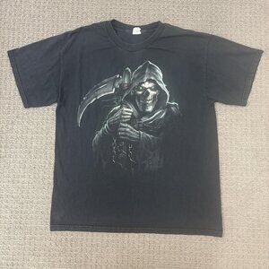 VTG Alstyle Shirt Large Cotton Crewneck Graphic Print Heavyweight Grim Reaper